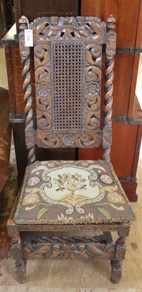 Single carved oak chair